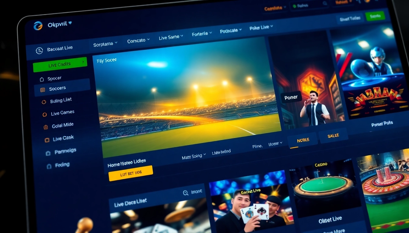 Discover the advanced online betting features of okvipwin.live, showcasing live sports betting and casino games.