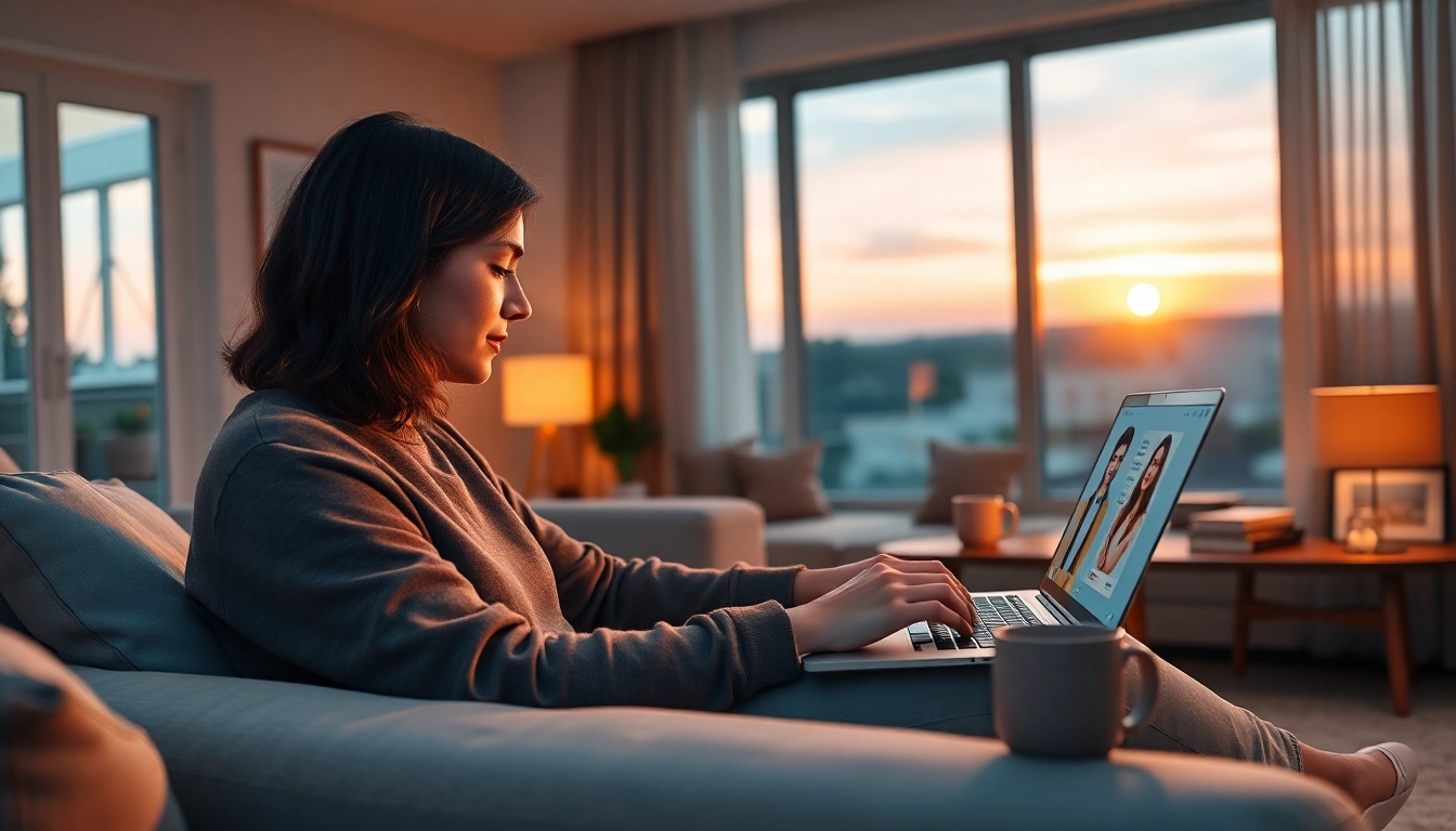 Engaging with a girlfriend AI in a cozy digital interaction setting, highlighting modern companionship.